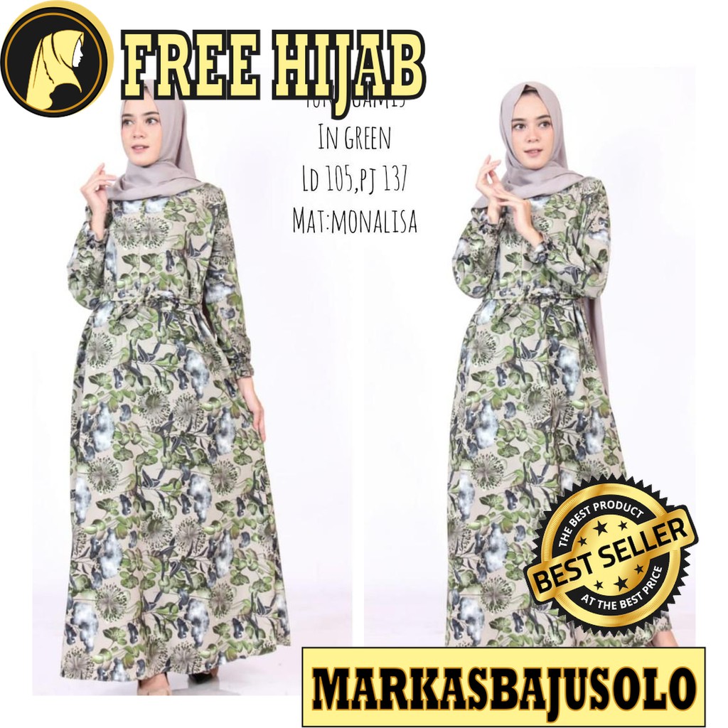 YUNA GAMIS BUSUI RESLETING DEPAN BSW MONALISA MAXMARA / GAMIS SYARI MURAH BRUKAT PLISKET BROKAT