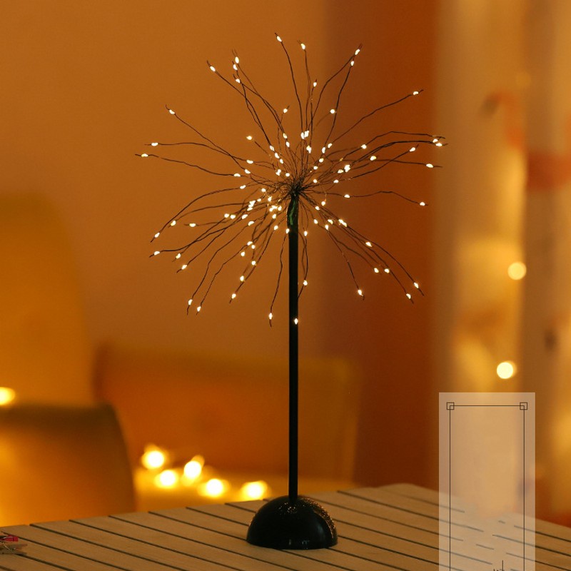 Creative Led Dandelion Firework Flashing Light Night Light   Decoration / USB Battery  Powered Firework Wire String Light LED Decorative Table Night Lamp / Best Gift for Boy And Girls / LED Nightlight Lamp Living Room Home Decoration