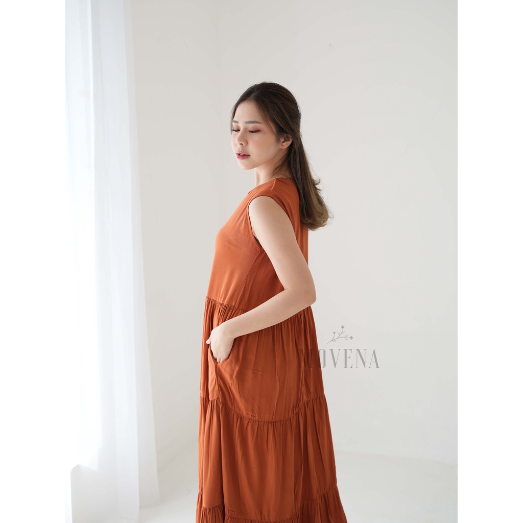 Heidy Flowy Dress / Maxi Dress / Midi Dress Sleeveless Rayon-7