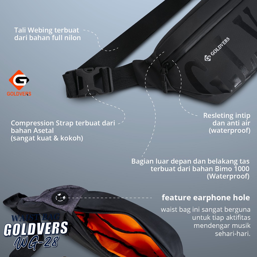 Waistbag Pria Tas Selempang Pria Slingbag Cowok Tas Slempang Dada Fashion Pria - Goldiesbags