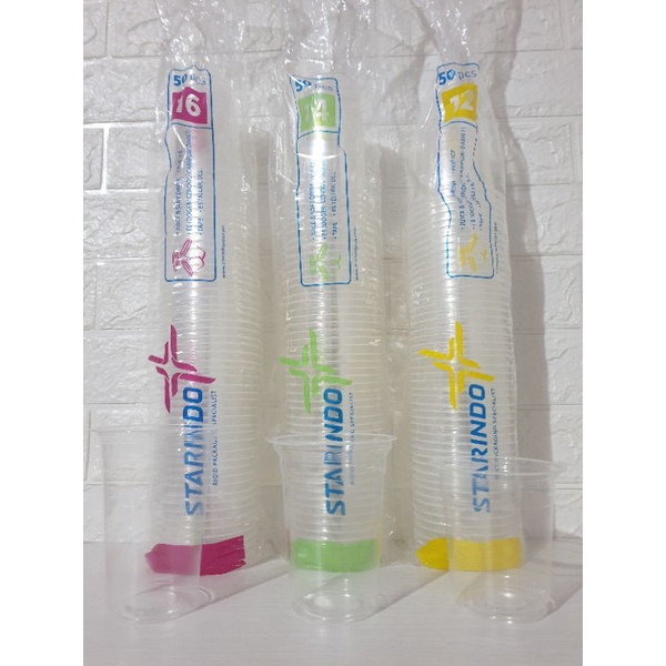 KHUSUS INSTANT. Gelas Cup Plastik starindo tebal untuk pop ice boba thai tea ukuran 12 oz 14 oz 16 o