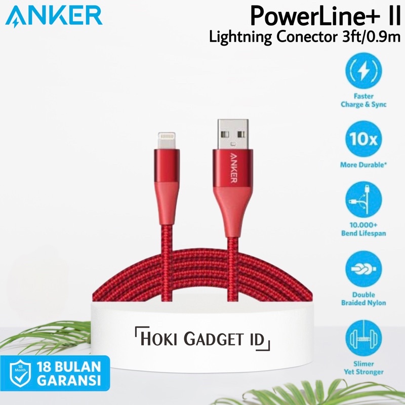 KABEL CHARGER ANKER POWERLINE II USB TO LIGHTNING DOUBLE NYLON