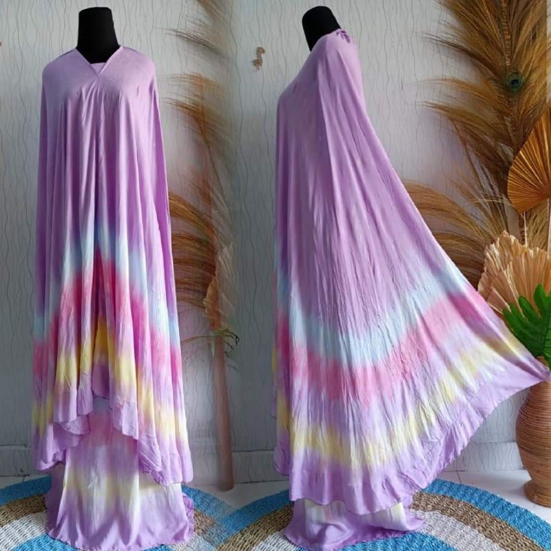 MUKENA BALI JUMBO REMPEL PELANGI DEWASA RAYON ADEM (GESER KANAN)