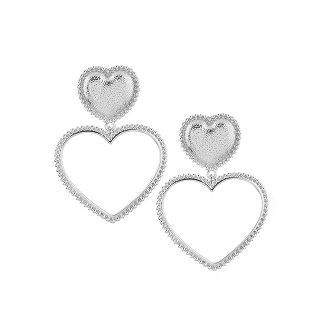 LRC Anting Tusuk Fashion Metal Heart Earrings A60002
