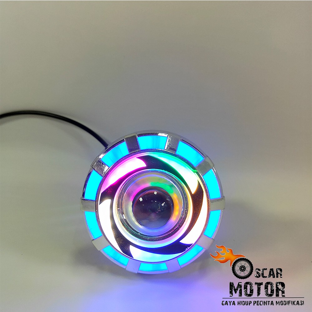 LAMPU DEPAN PROJIE V5 SABIT SISIK MINI BOHLAM LED LONG STAY FLASH HEADLAMP RAINBOW RUNING 4024 motor motor