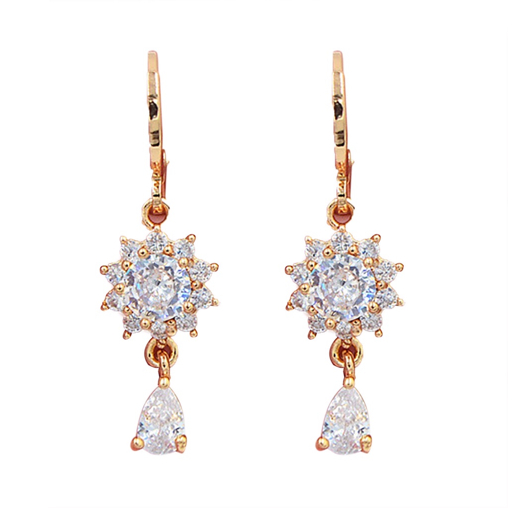 Hu Hu Hu Hu Hu Alat Bantu Pasang Kacamata♡ 1 Pasang Anting Juntai Bentuk Bunga Aksen Berlian Imitasi Tahan Lama
