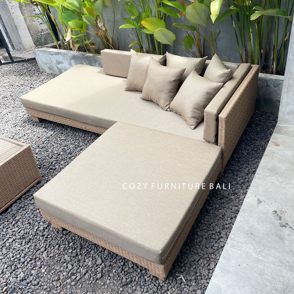 SOFA SET L SHAPE RATTAN CHAIR - KURSI ROTAN SINTETIS OUTDOOR SINTETIS