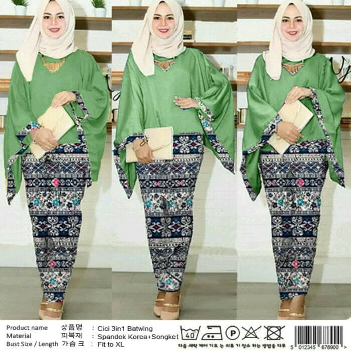 TERLARIS PAKAIAN SET GAMIS WANITA MUSLIM SYARI LEBARAN setelan muslim kebaya xl jumbo bigsize batik