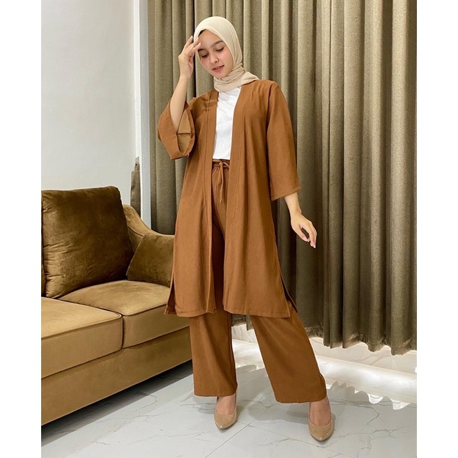 VERA SET BAHAN YANG SUPER STREACH DAN TEBEL PREMIUM SETELAN  DAPAT OUTER + CELANA | SETELAN BKK