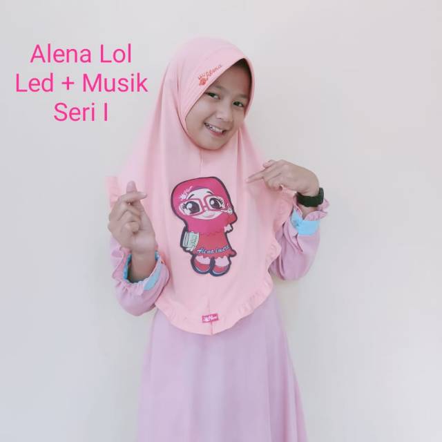 Grosir jilbab anak kids lol led musik seri l by alena
