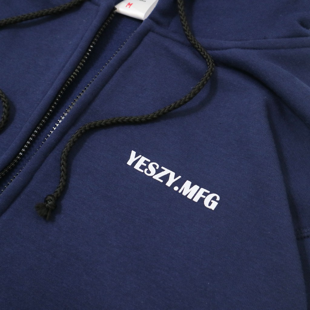 YESZY.MFG Zip Hoodie Navy Britannic F. White