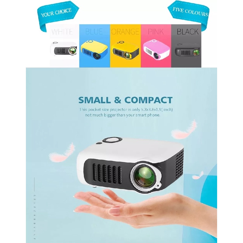 TRANSJEE A2000 - Mini Portable Projector 1000 Lumens - Proyektor Mini Portabel Bisa Dibawa Kemana Saja