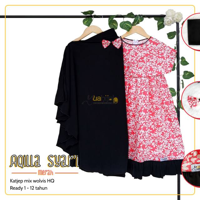Gamis Anak Motif Set Jilbab - Gamis Aqila Syar'i by Yuahijab