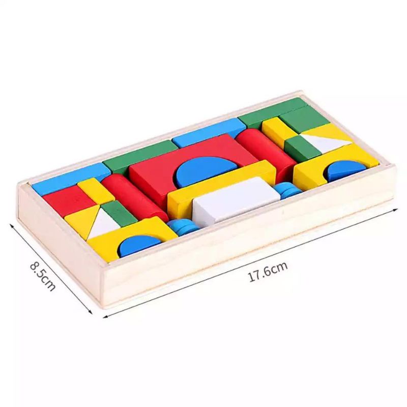 Mainan Balok Kayu Susun Mainan Puzzle Kayu Warna Warni Balok Edukasi