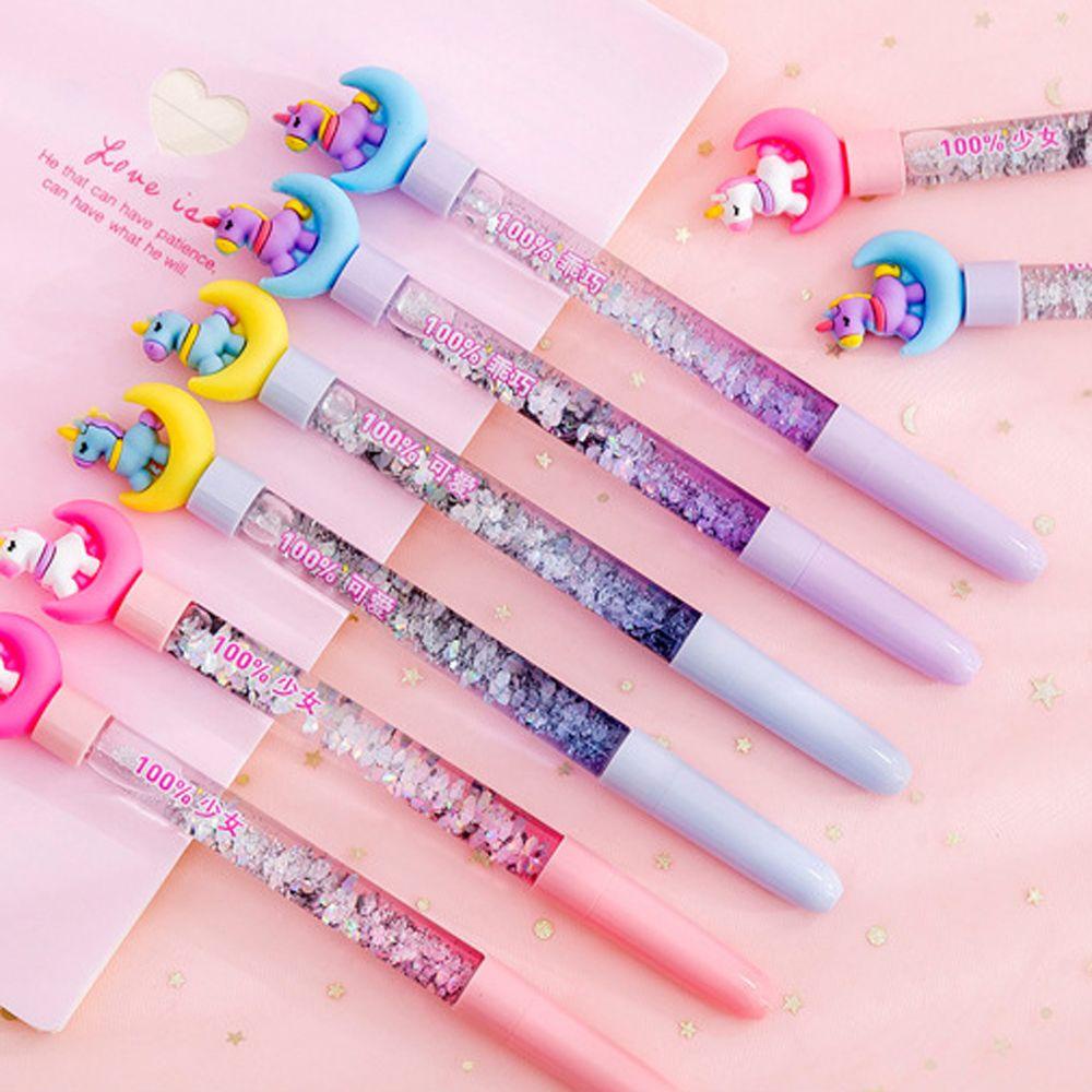 Mxbeauty Moon Unicorn Gel Pen Perlengkapan Kantor Anak Signature Pen Perlengkapan Menulis Pena Netral Alat Tulis 0.5mm Sequin Hias