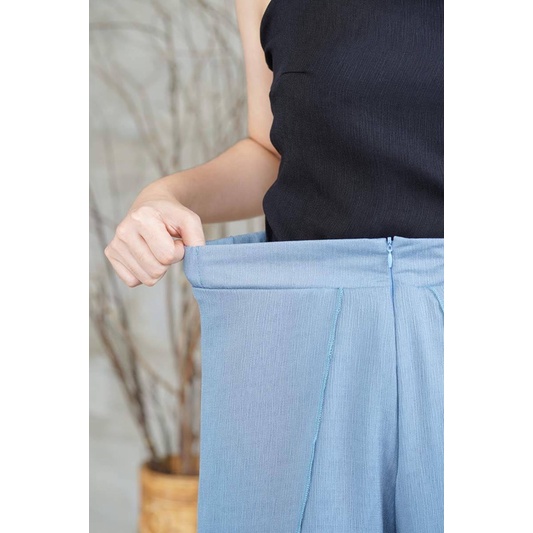 ESCARI PANTS ASSYMETRY SIDE SLIT LAYER CELANA PANJANG KULOT WANITA BAHAN SOFT CRINKLE HIGHWAIST HIGH WAIST POLOS BLACK LIGHT BROWN ARMY GREY BLUE NUDE CREAM WHITE-6