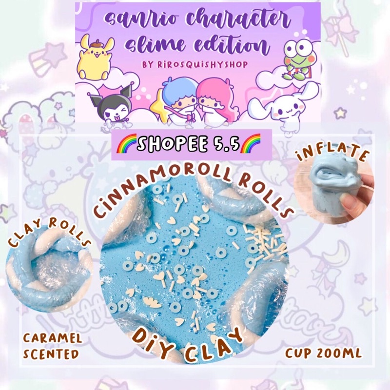 Jual cinnamoroll rolls slime (diy clay base) Indonesia