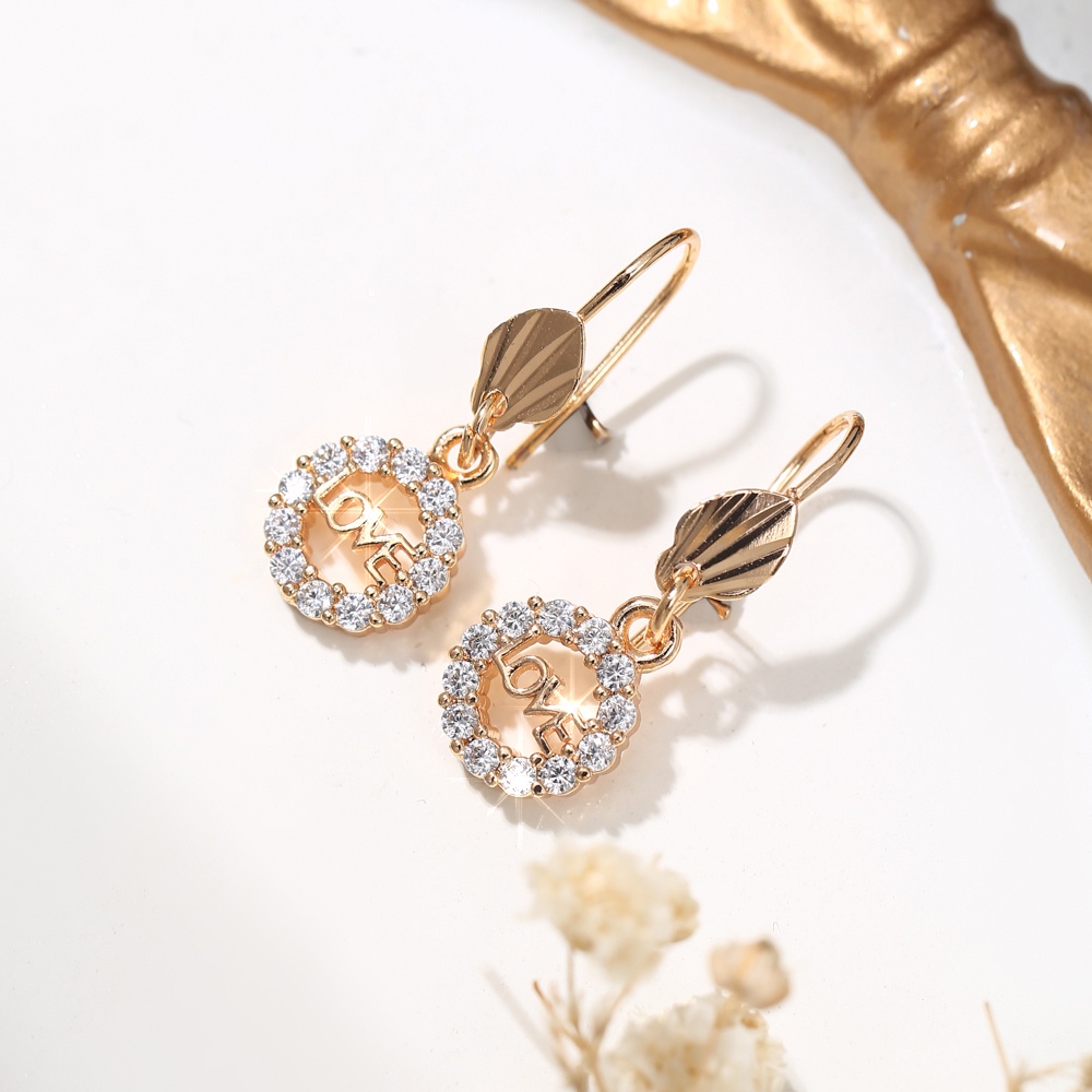 ✅COD Anting Wanita Titanium Nama LOVE Anting Emas Tusuk Earrings Korean Style Aksesoris Fashion Perhiasan Emas D309-D134