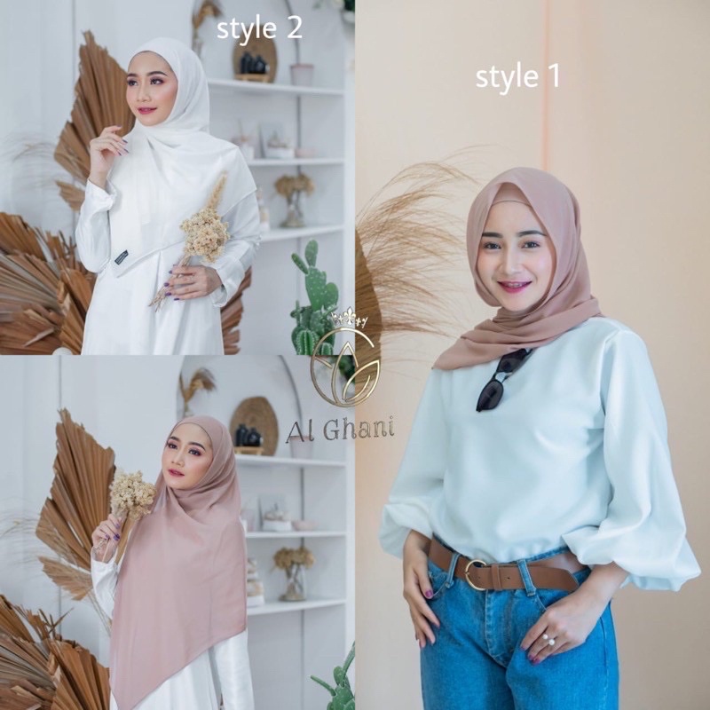 ALGHANI - PASHMINA CERUTY BABYDOLL HOODIE 2IN1 INNER BISA BOLAK BALIK