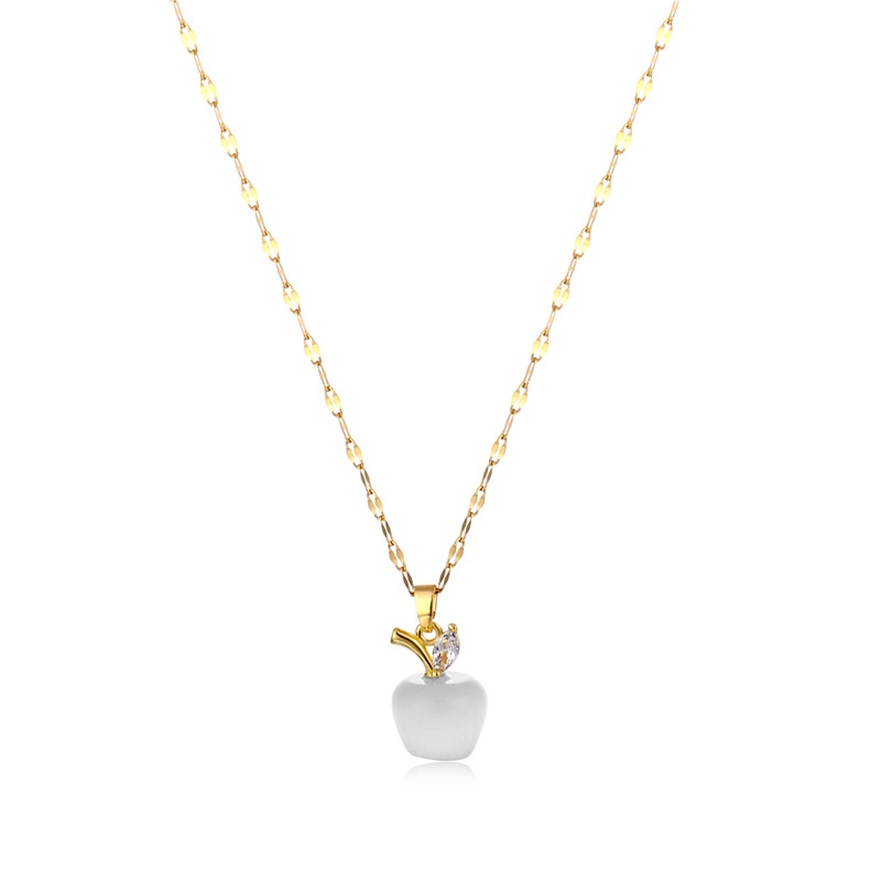 Little Apple opal kalung stainless steel crystal kalung fashion kalung pendek zircon Kalung