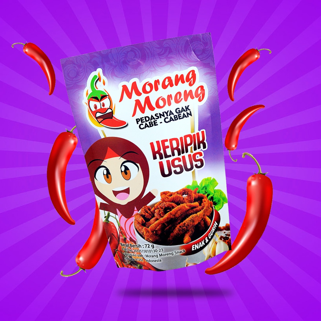 

Kripik Usus Pedas Crispy Morang Moreng / Keripik Usus Krispi Aneka Rasa Pouch