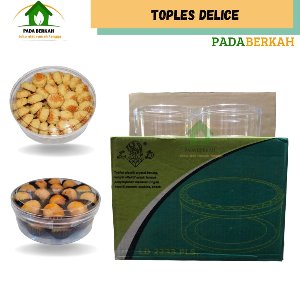 ( ISI 12 ) Toples Kue Kering Kue Nastar Delice 500 gram / Toples Delice Bening Bulat 500 gram / Toples Mika / Toples Kue Lebaran / Toples Delice