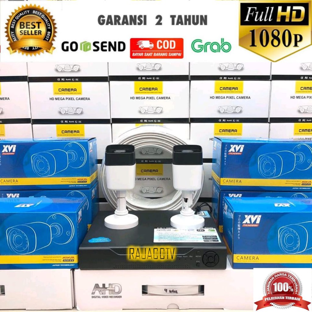 PAKET CCTV 4CHANNEL 2KAMERA 4CHENEL 2CAMERA 5MP 1080P IC SONY TURBO HD KOMPLIT TINGGAL PASANG