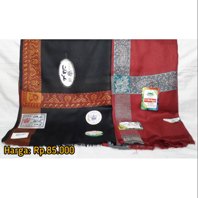 SORBAN KASHMIRI ARIFAT (hitam, merah)