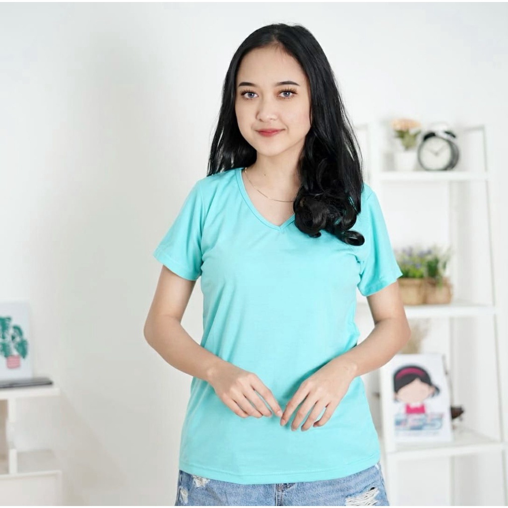 BEFAST - ZFS OOTD Wanita Kaos HYUNA / VNECK SPANDEK GQ ATASAN WANITA / KAOS POLOS BASIC VNECK PENDEK XL / Atasan Lengan Pendek Wanita / Kaos Santai/Rumahan / Baju Polos Oblong / Termurah / Terlaris