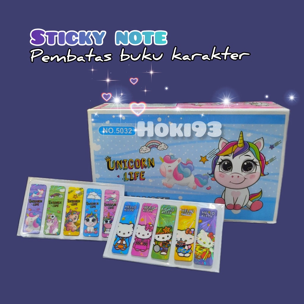 STICKY NOTE karakter pembatas buku sticky note plastik hologram