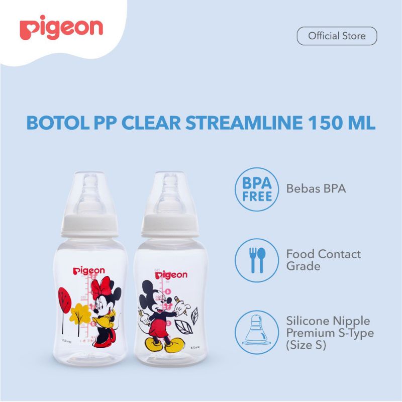 Pigeon Botol Susu PP Clear Streamline Mickey 150ml