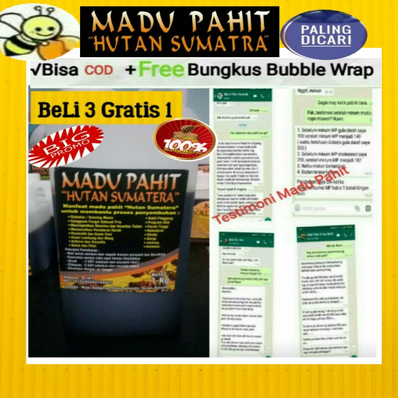 

(Best Seller)Beli 3 free 1/Madu Hitam / Madu Hitam Pahit Hutan Sumatra 1Kg/ Madu Murni