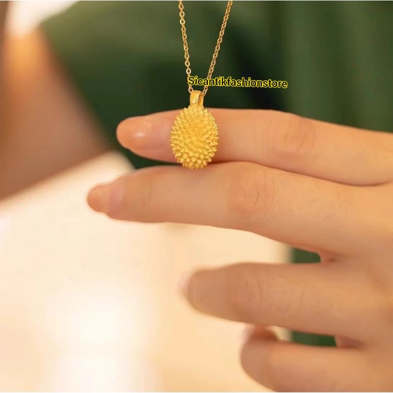 Kalung Titanium Wanita Liontin Model Durian Terbaru Terlaris Anti Karat Selamanya Kalung Wanita Gold Liontin Durian Liontin Gold Duri Fashion Wanita Kalung Plus Liontin Durian