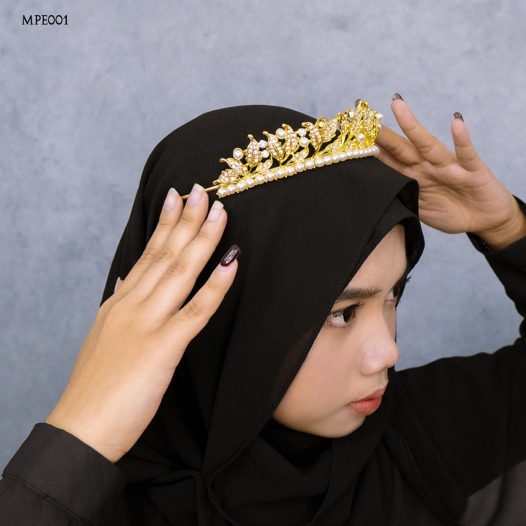 [PRODUK TERMURAH] GOLD MAHKOTA BRIDAL ACCESSORIES PESTA WANITA MPE001