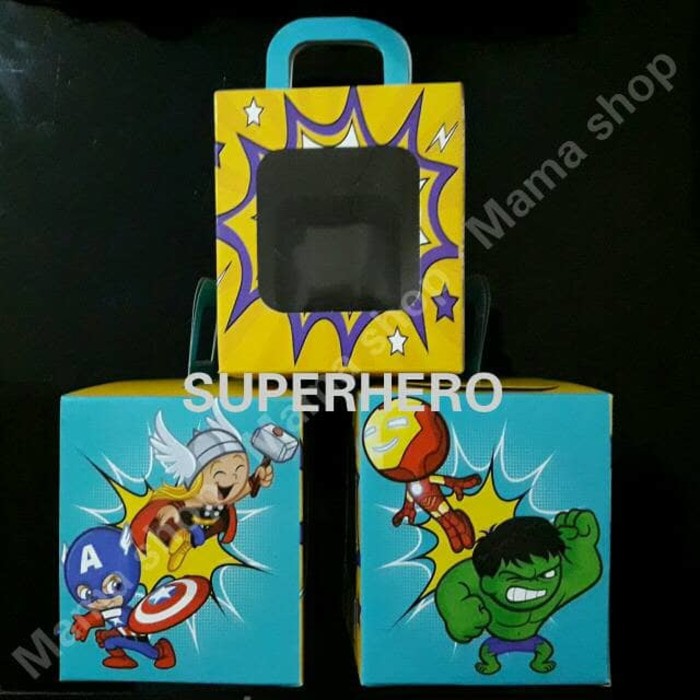 

Dus Cupcake Box Karton single souvenir ultah Superhero dan Princess