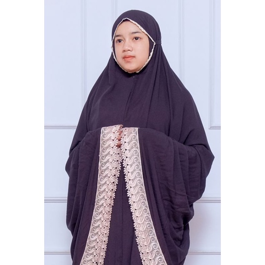 Mukena Rayon Dewasa  2in1 Mukena Resleting Renda Giper