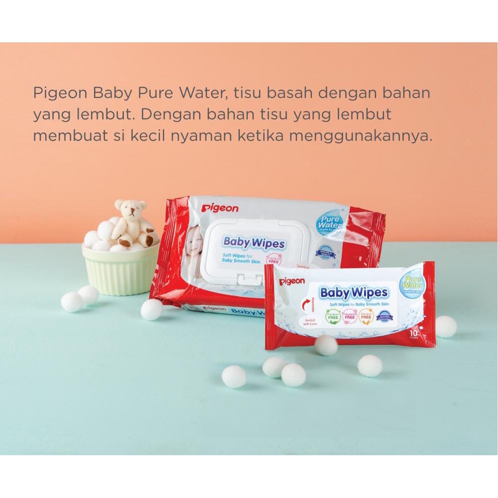 PIGEON WIPES Baby Hand &amp; Mouth Wipes Pigeon Wet Tissue 60s l Hand And Month Refill 60s l Wipes Pure Water 82s And 30s Pure water 82 Tissu Basah