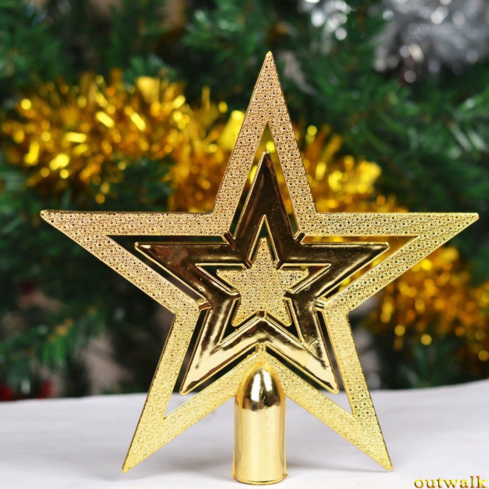 20cm Christmas tree top star five-star Christmas ornament tree top star golden top star Christmas tree pendant ornaments OW