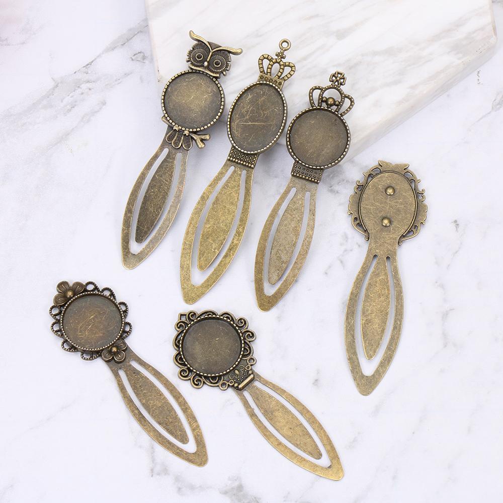 Pineapple 1/5PCS Bookmark Besi Metal New Oval Style Retro Cabochon Setelan