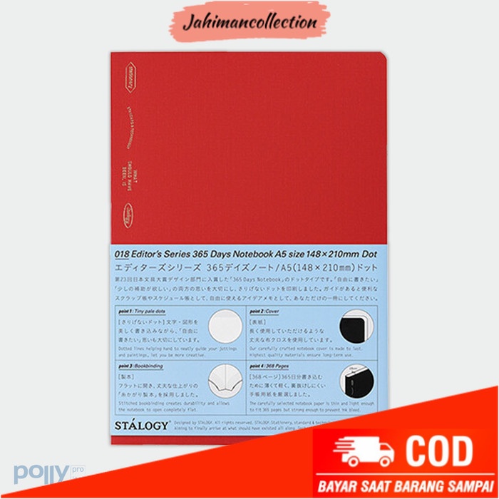 

✨ BISA COD ✨ STALOGY Editor’s Series Dot Notebook A5 - 365 Days, Red