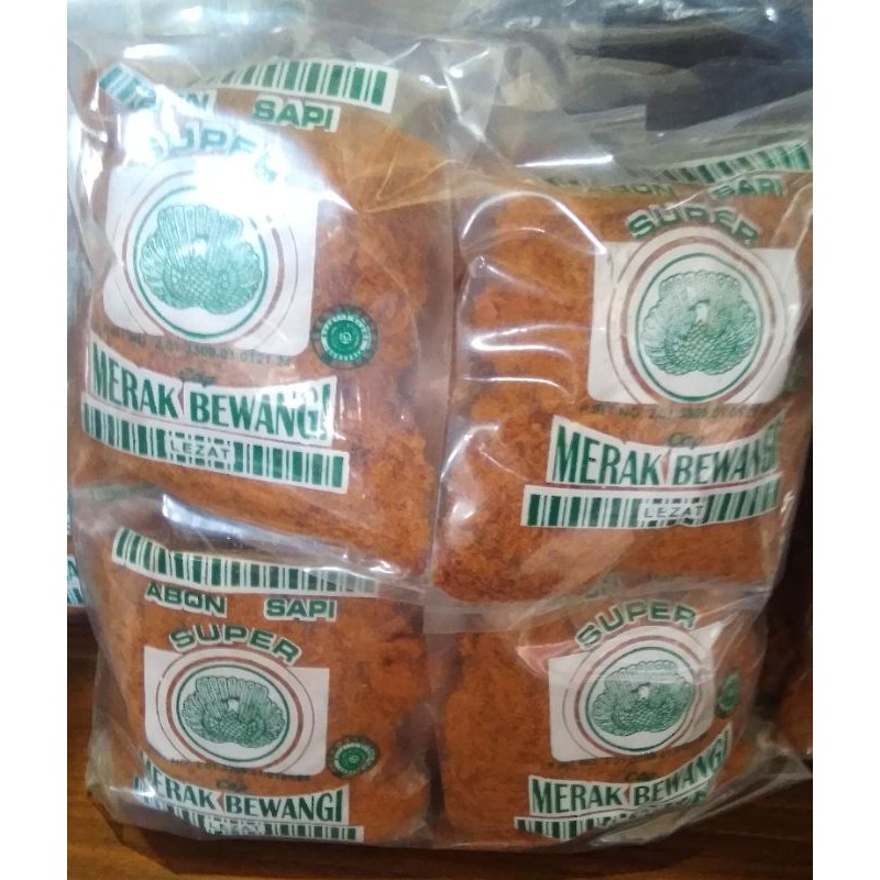 

Abon Sapi Super cap Merak Bewangi Hijau 100gram isi 10pcs