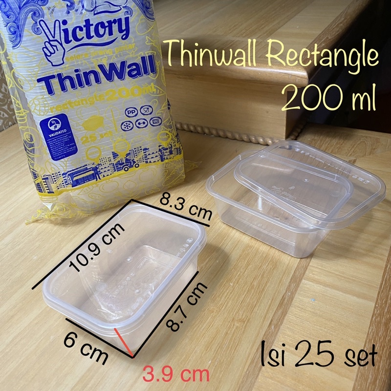 Thinwall Rectangle 200 ml Victory isi 25 pcs / Thinwall Persegi Panjang 200ml Victory / Thinwal Rectangle 200 ml / Thinwall Thinwal Kotak 200ml / Food Container 200 ml