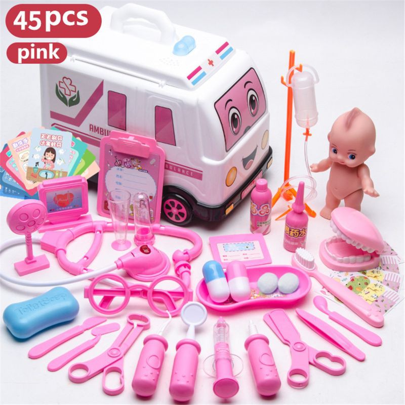 Mary☆ 35/45 Pcs Girls Role Play Doctor Game Medicine Simulation Dentist Treating Teeth