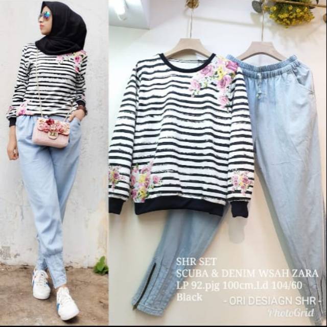 Set celana SHR bunga ORI SYAHIRA