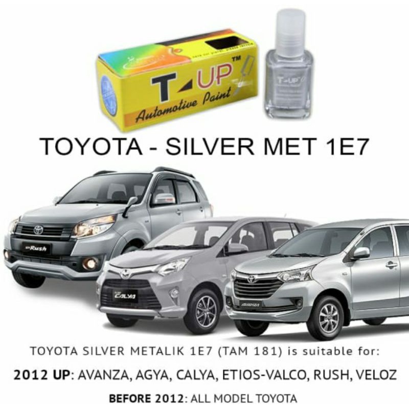 T-UP CAT OLES SILVER METALIK 1E7 ALL NEW RUSH TOYOTA CONTOH CAT TOYOTA SILVER METALIK 1E7 SAMPLE CAT