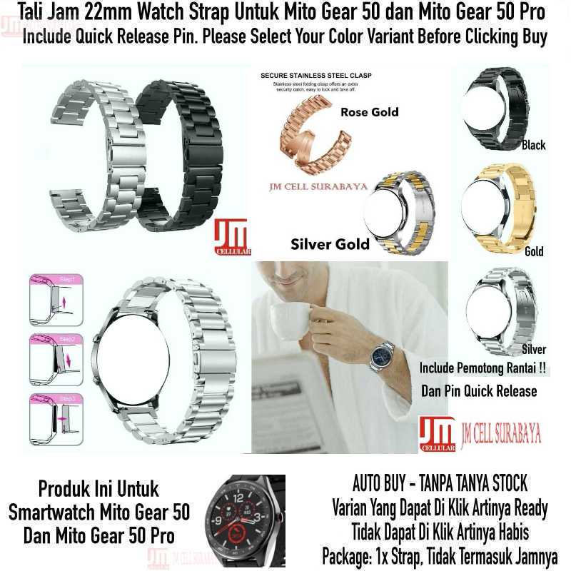 Watch Strap Mito Gear 50 / Gear 50 Pro - Tali Jam 22mm Stainless Steel Bukan Hollow