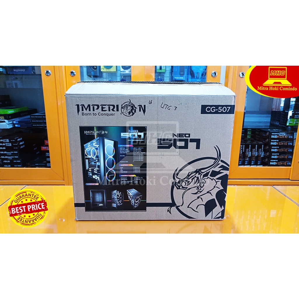 Casing imperion Atx tempered glass with 4 fan rgb neo 507 - Pc case gaming