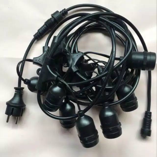 Kabel Fitting Lampu Gantung 20M 40Fitting Outdoor Fiting lampu gantung  Dekorasi 20 Meter 40 Fitting