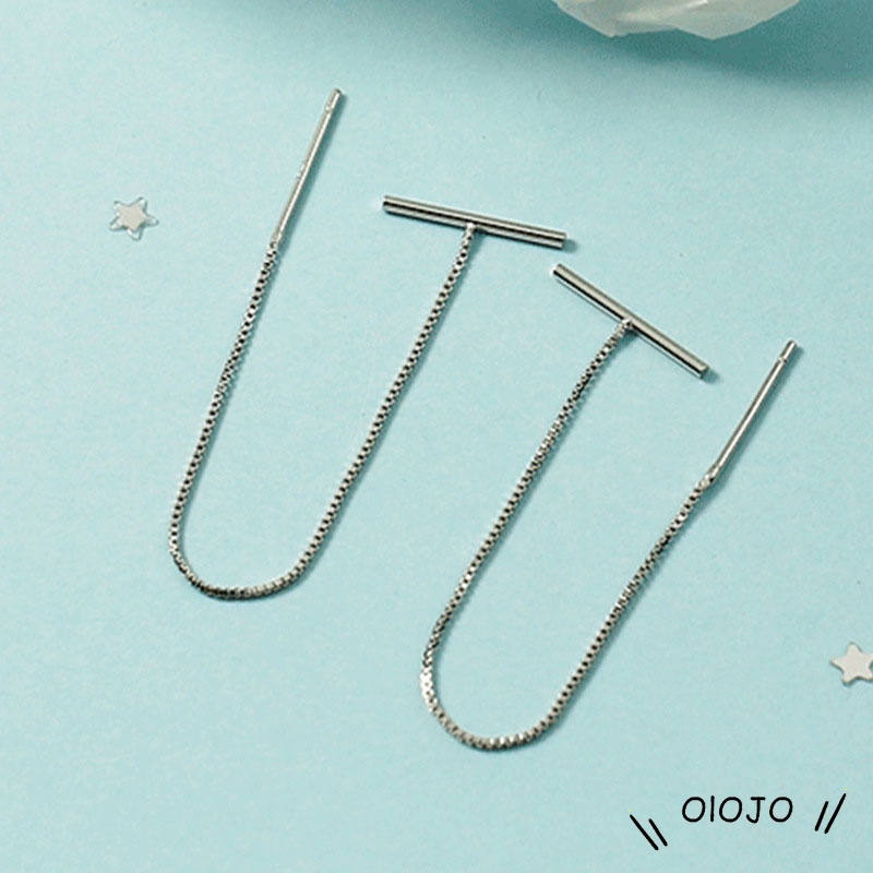 Anting Tusuk Gantung Temperament Bahan Sterling Silver 925 Desain Rumbai Gaya Koreasimple Untuk Wanita - ol