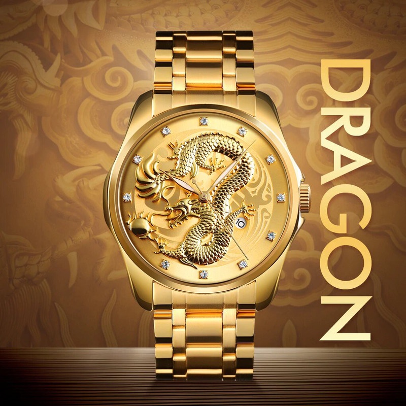 Jam Tangan SKMEI 9193 Watch Jam Tangan Pria Digital Analog Tali Stainless Design Dragon Naga